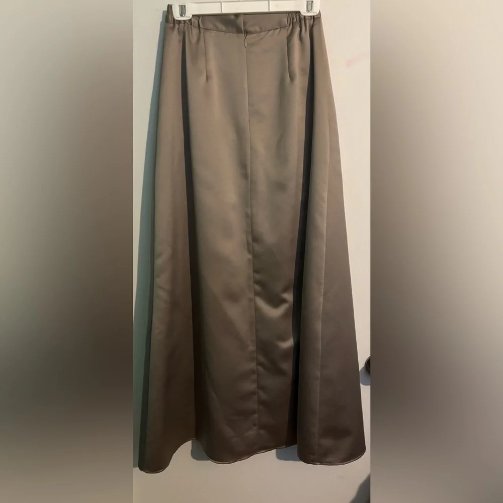 90s Vintage Kelly Bishop Womens Sz 8 3pc Champagne CropTop‎ Set Maxi Skirt Matte